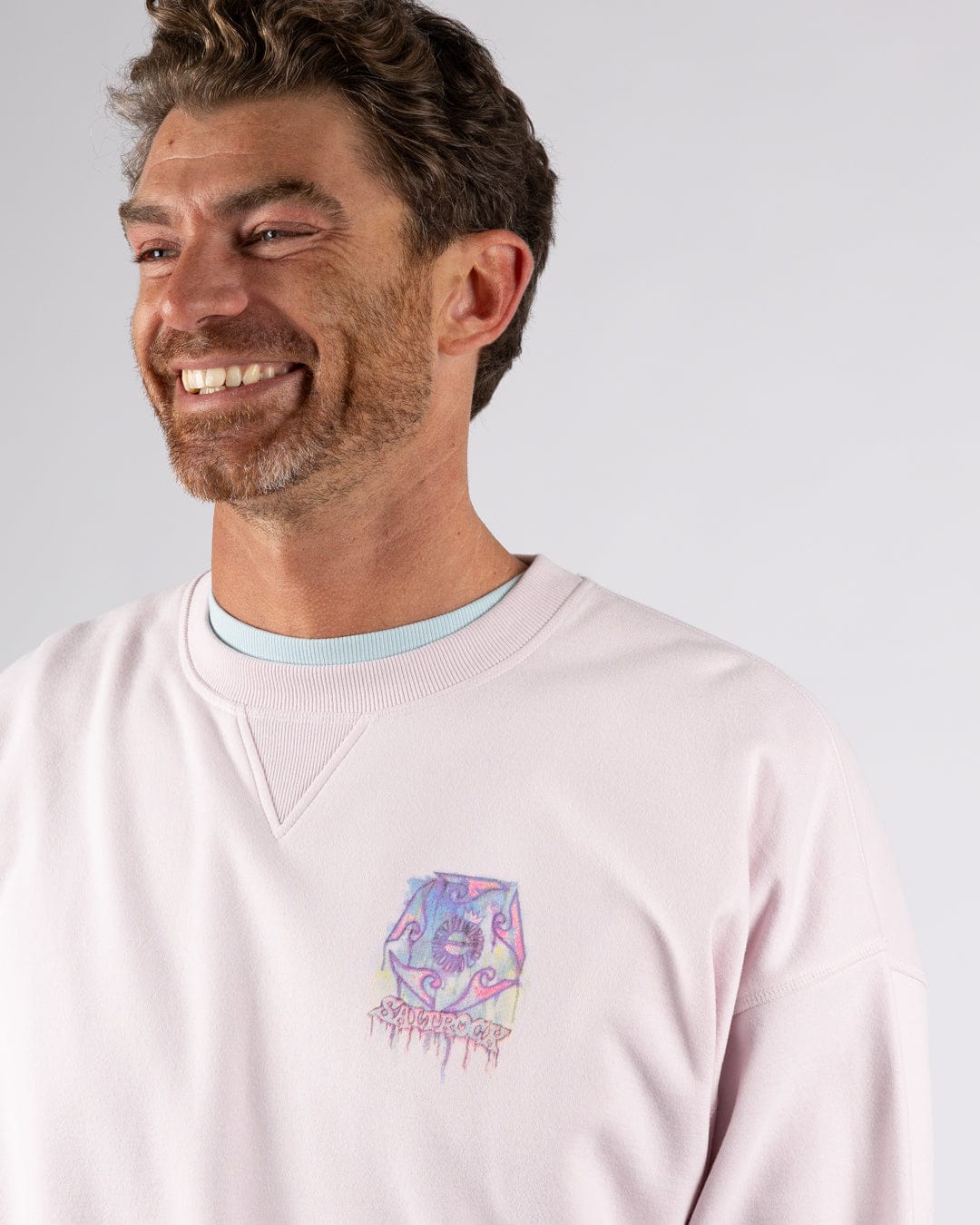 Wave Running - Mens Oversized Sweatshirt - Purple - Image 3