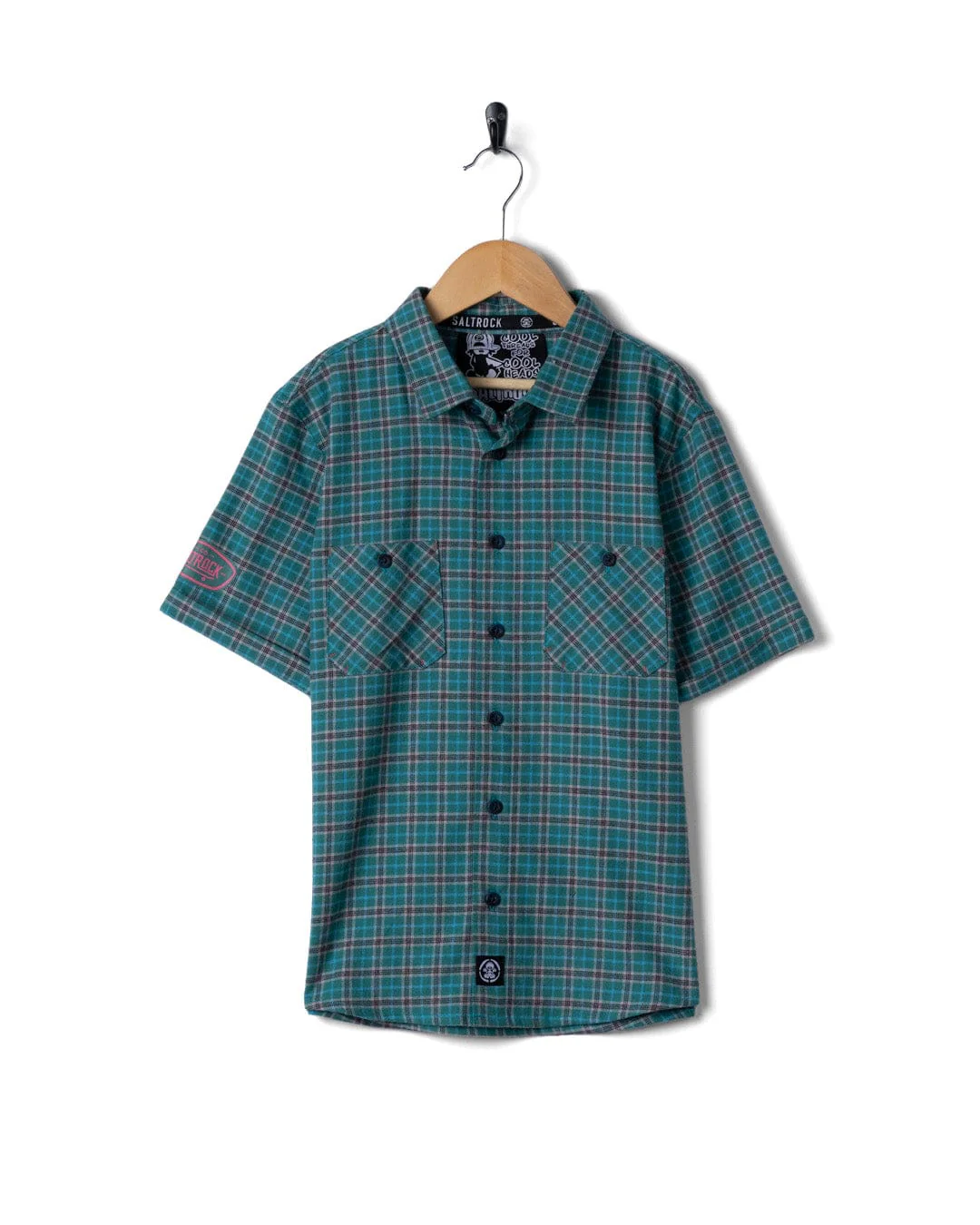 Waves Wheels Club - Kids Short Sleeved Shirt - Dark Green - Image 3