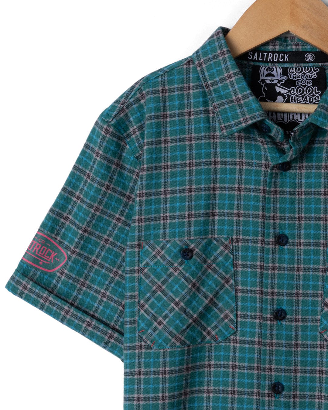 Waves Wheels Club - Kids Short Sleeved Shirt - Dark Green - Image 4