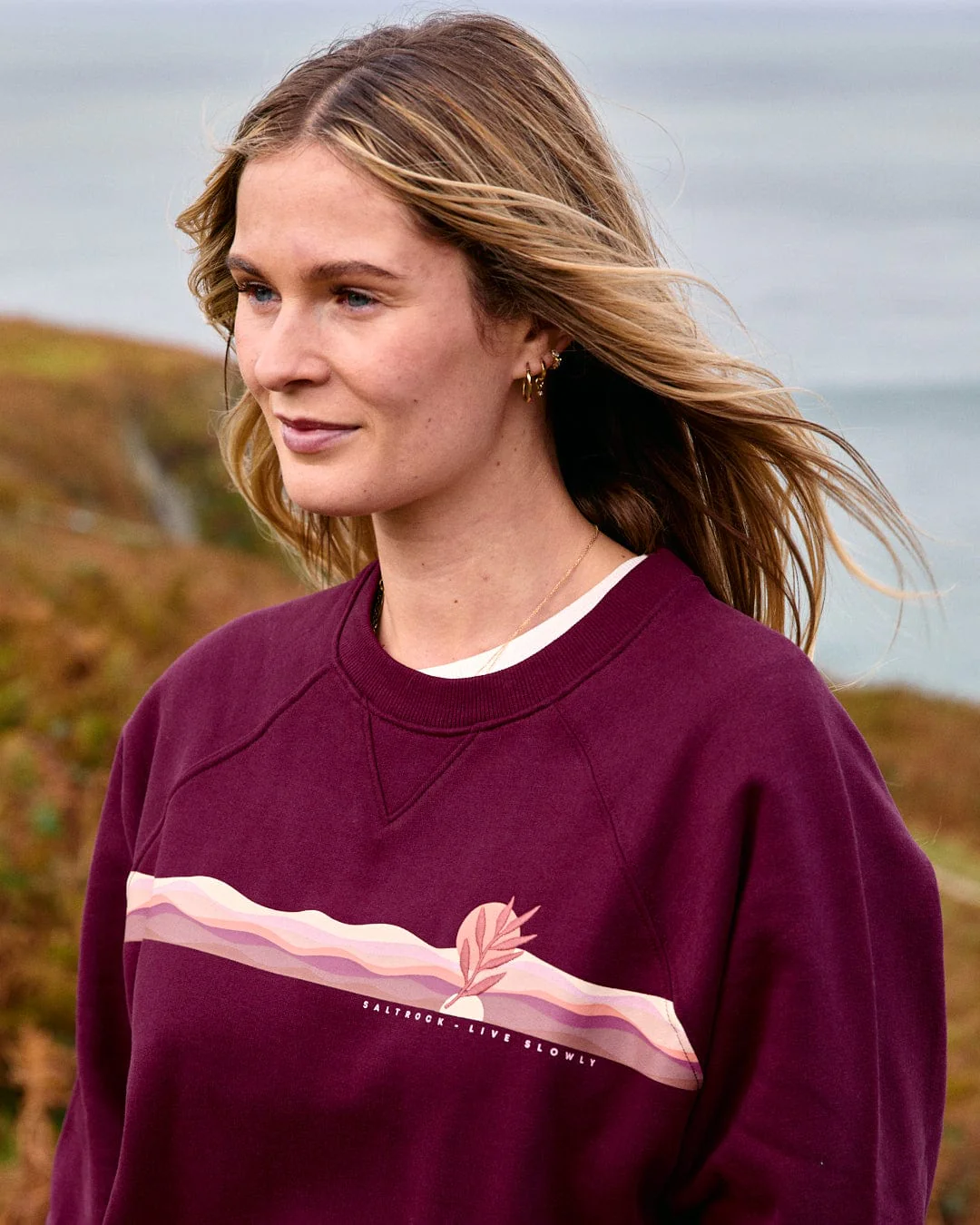Wavey Stripe - Womens Recycled Sweat - Purple - Image 2