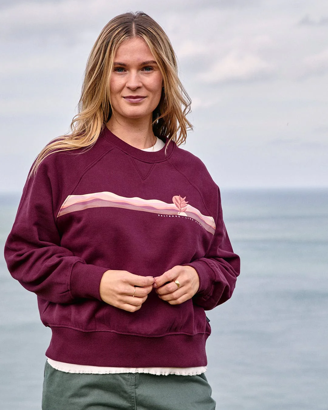 Wavey Stripe - Womens Recycled Sweat - Purple - Image 4