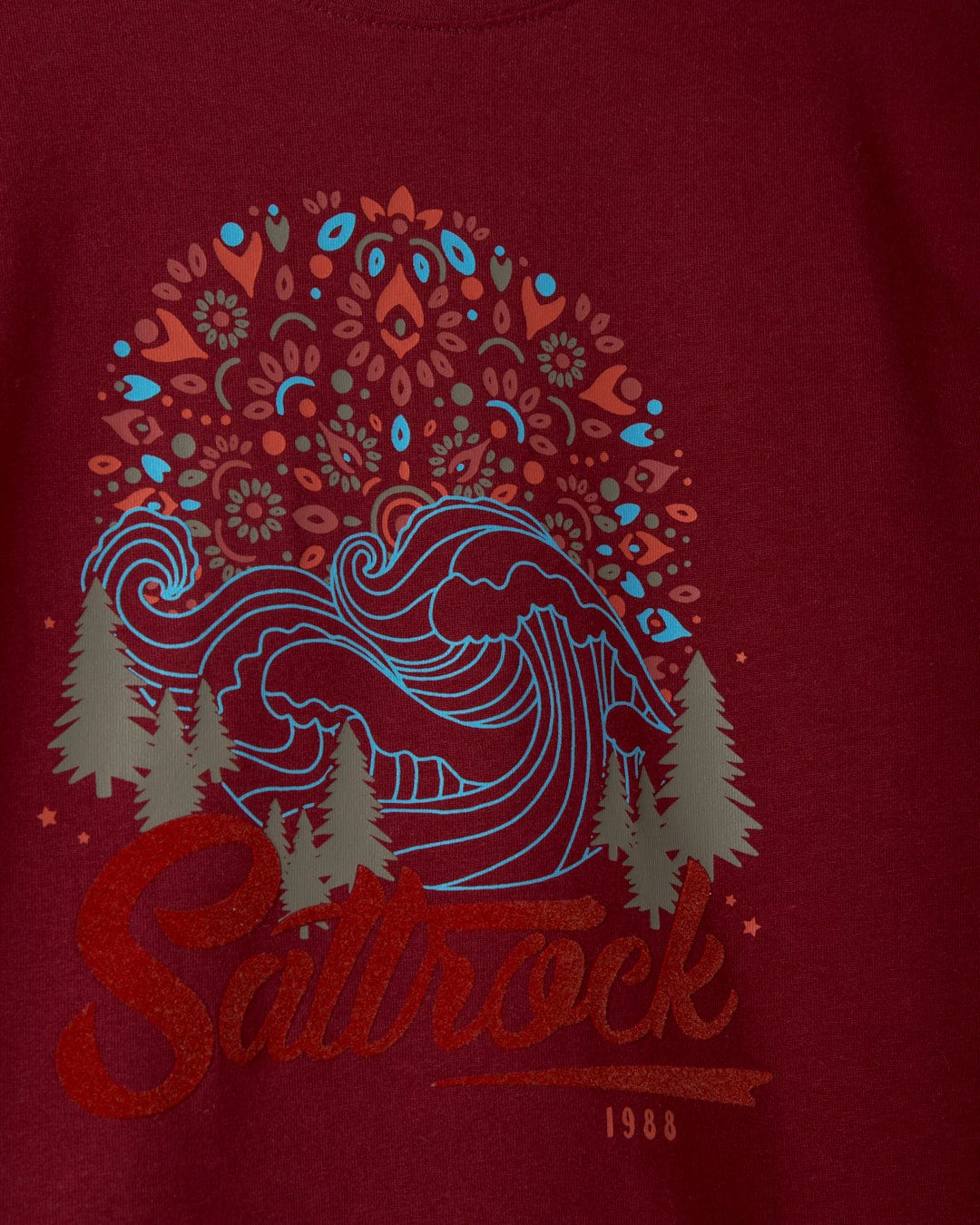 Wildflower Wave - Kids Oversized T-Shirt - Red - Image 2