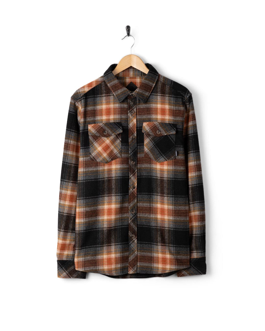 Wilfred - Mens Check Flannel Shirt - Grey/Brown - Image 5