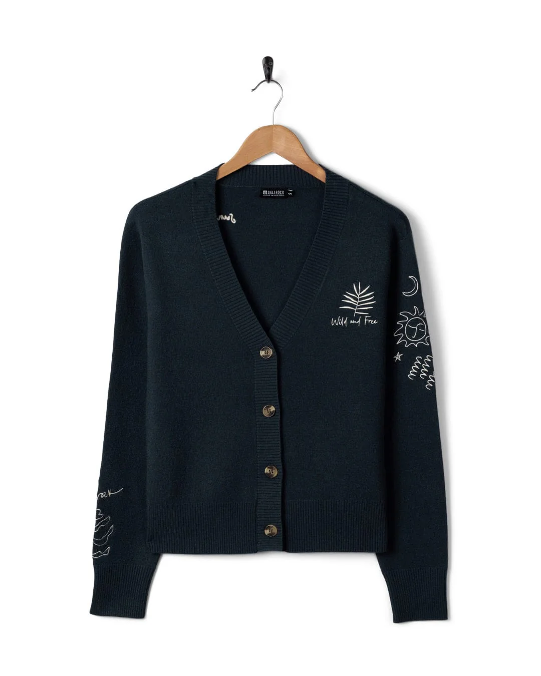 Winter Serenity - Womens Knitted Embroidered Cardigan - Blue - Image 6