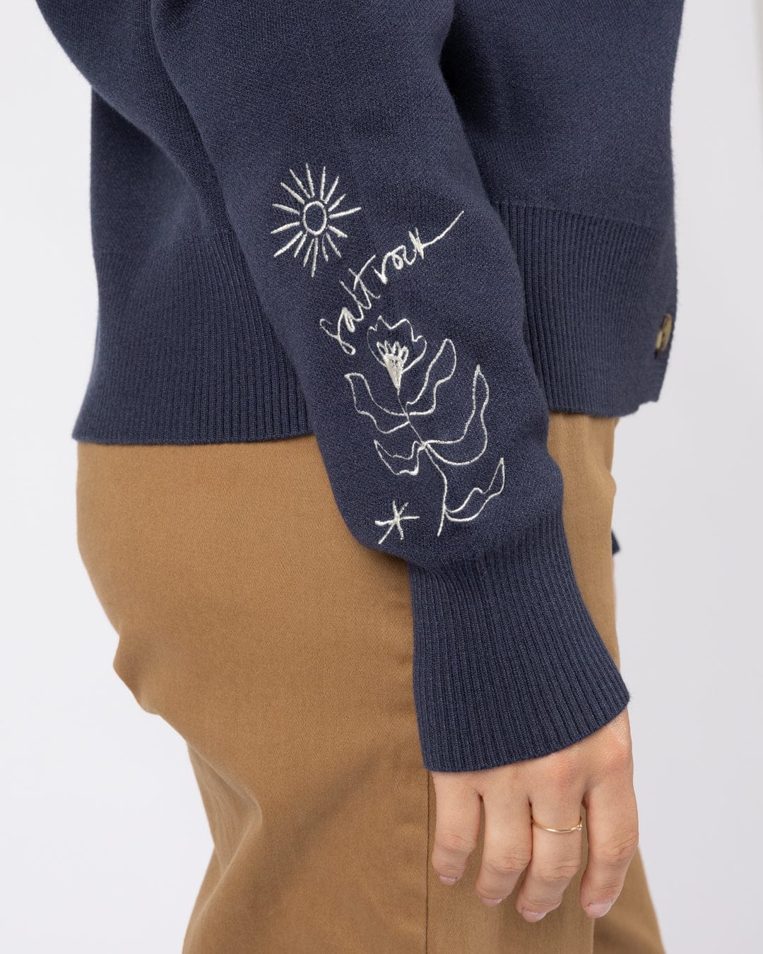 Winter Serenity - Womens Knitted Embroidered Cardigan - Blue - Image 7