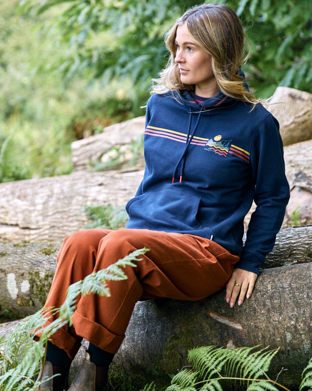 Winter Stripe - Womens Recycled Pop Hoodie - Blue - Image 2
