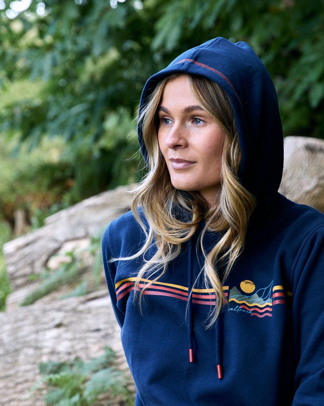 Winter Stripe - Womens Recycled Pop Hoodie - Blue - Image 4