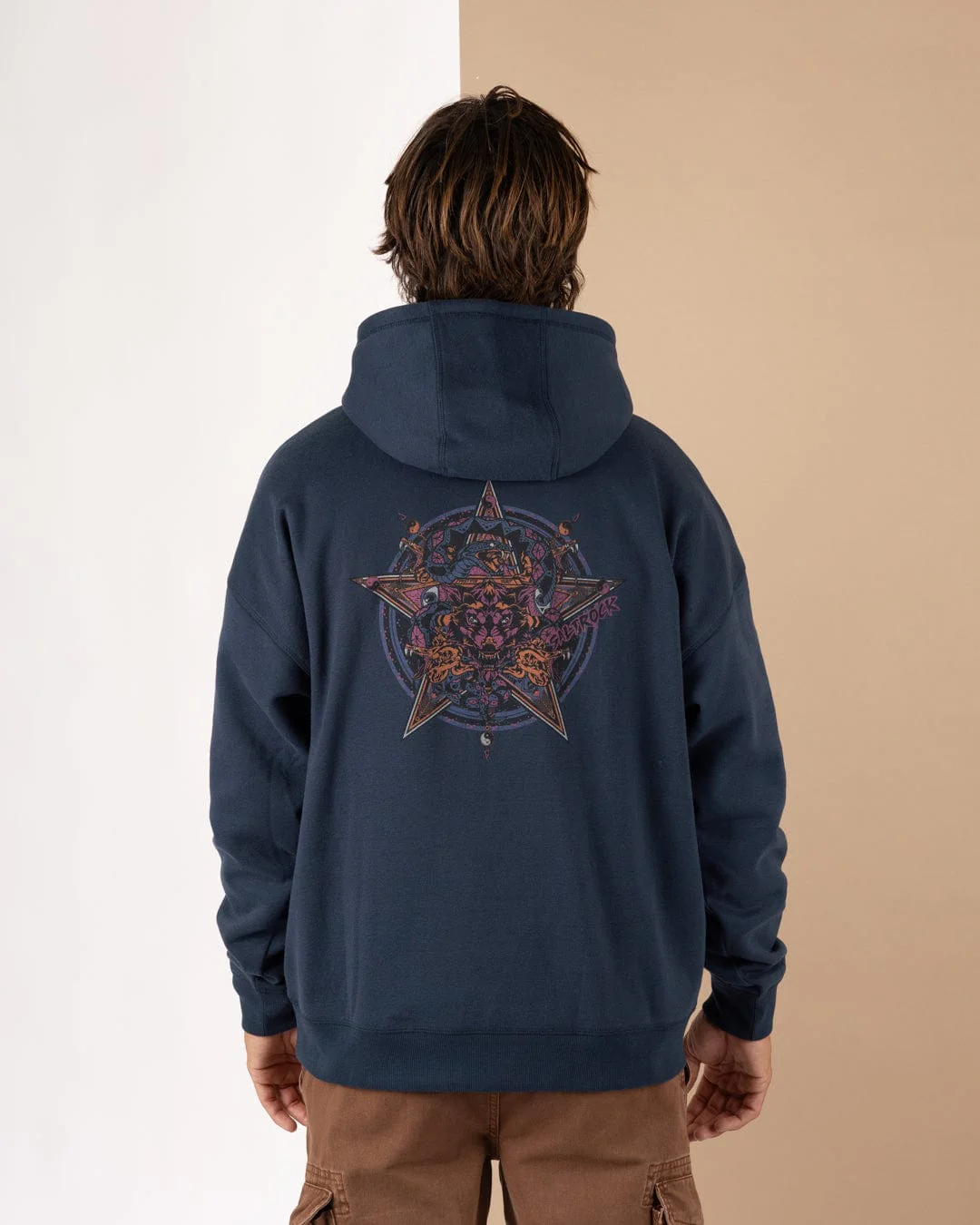 Wolfscale II - Mens Oversized Pop Hoodie - Blue - Image 2
