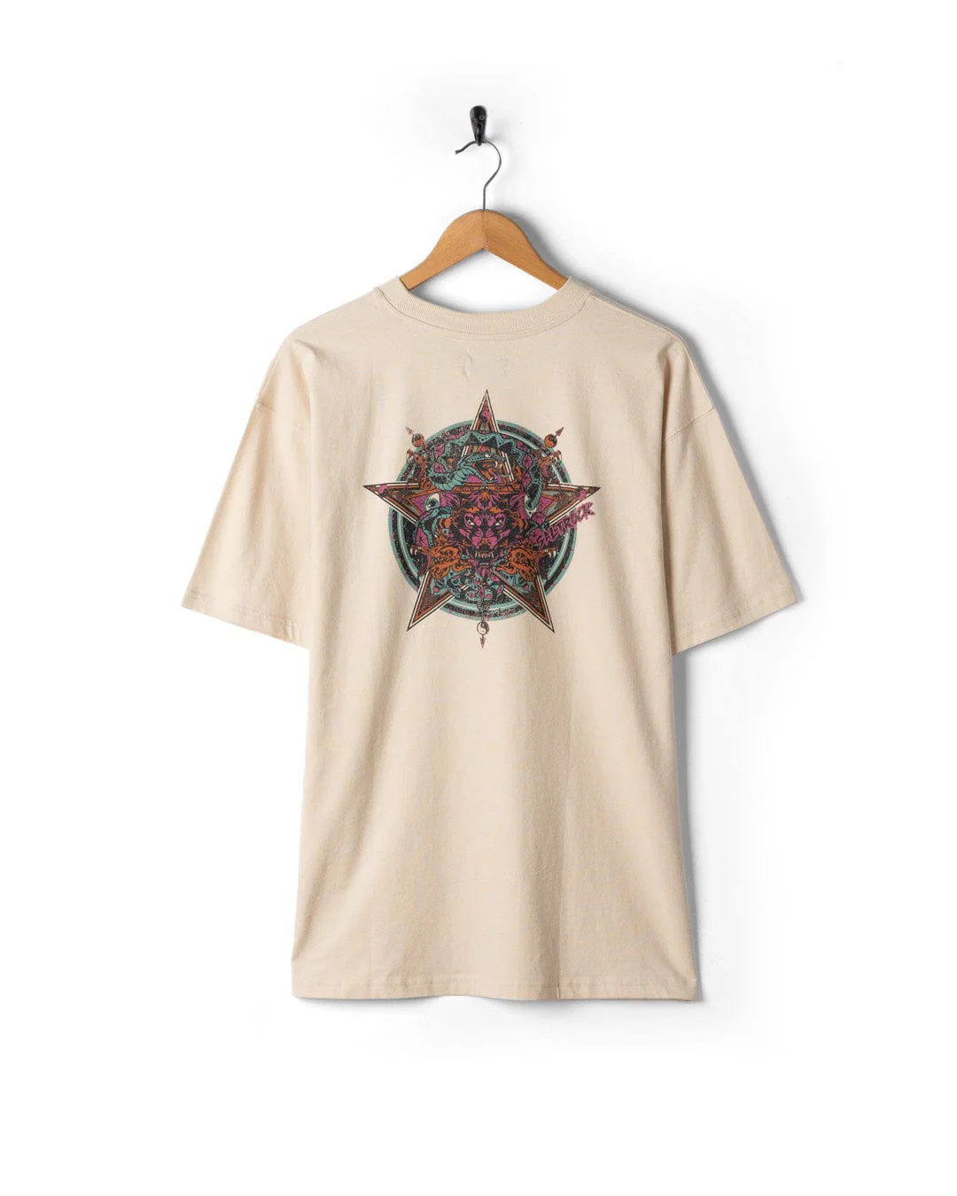 Wolfscale II - Mens Oversized Short Sleeve T-Shirt - Cream - Image 5