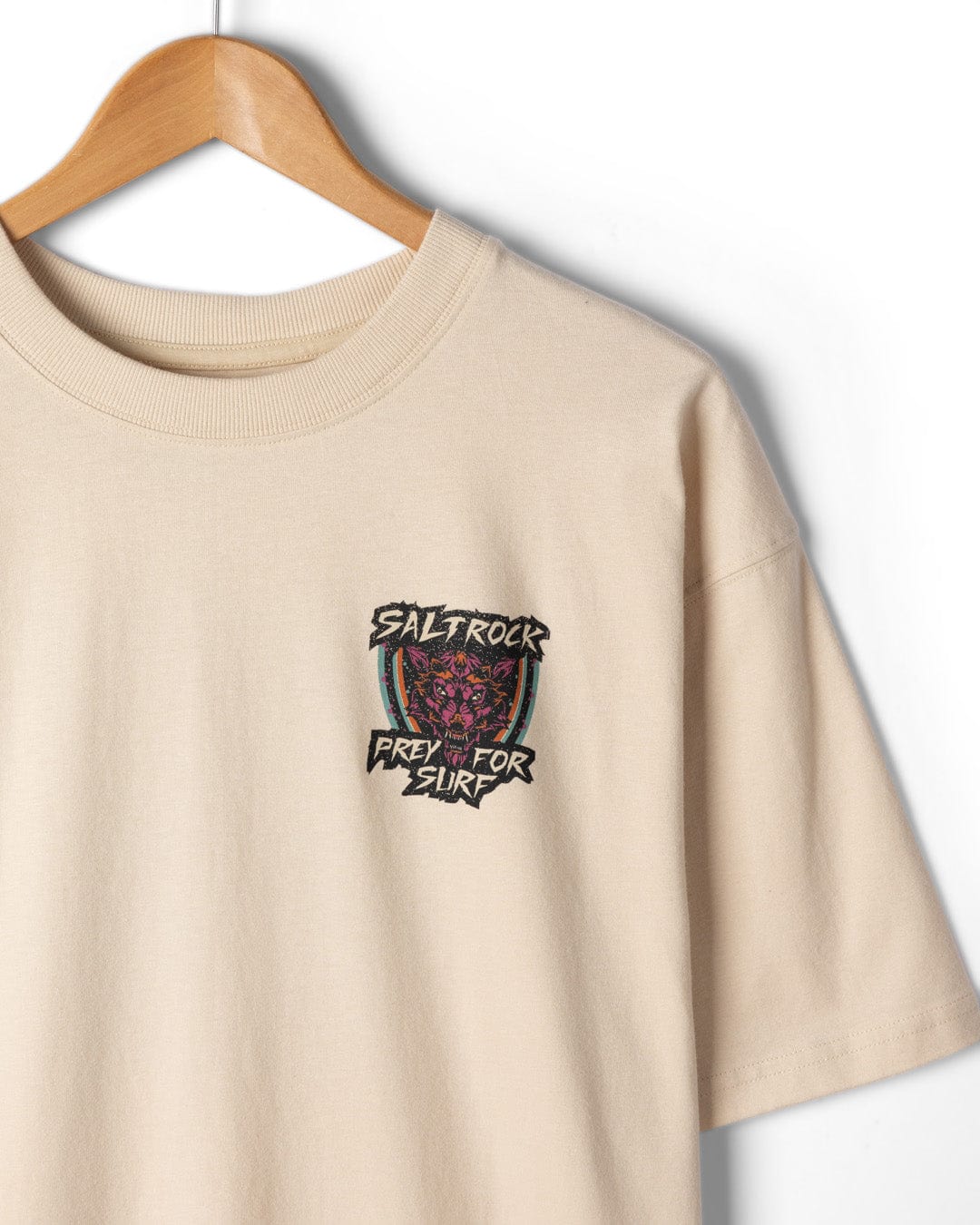 Wolfscale II - Mens Oversized Short Sleeve T-Shirt - Cream - Image 7