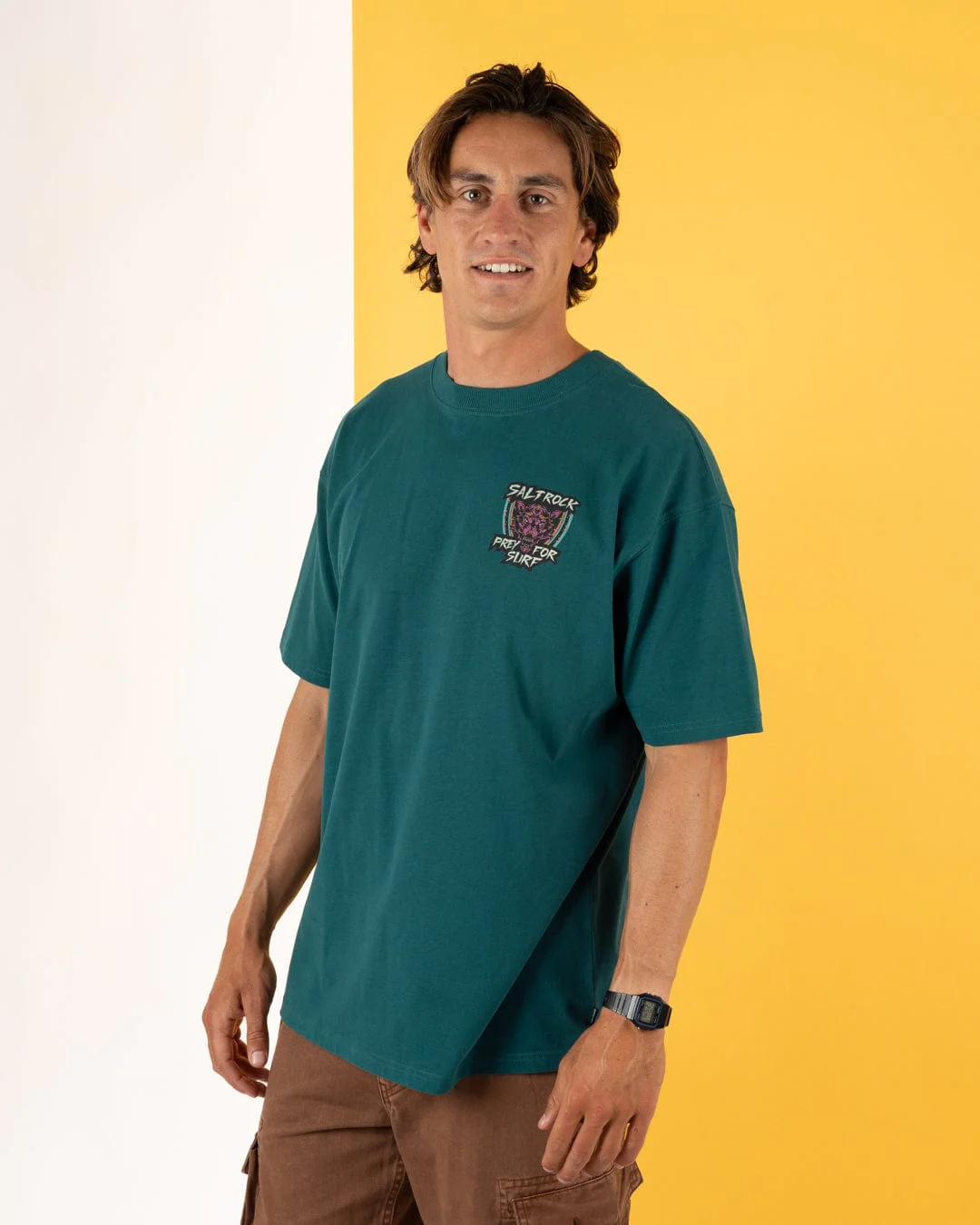 Wolfscale II - Mens Oversized Short Sleeve T-Shirt - Teal - Image 4