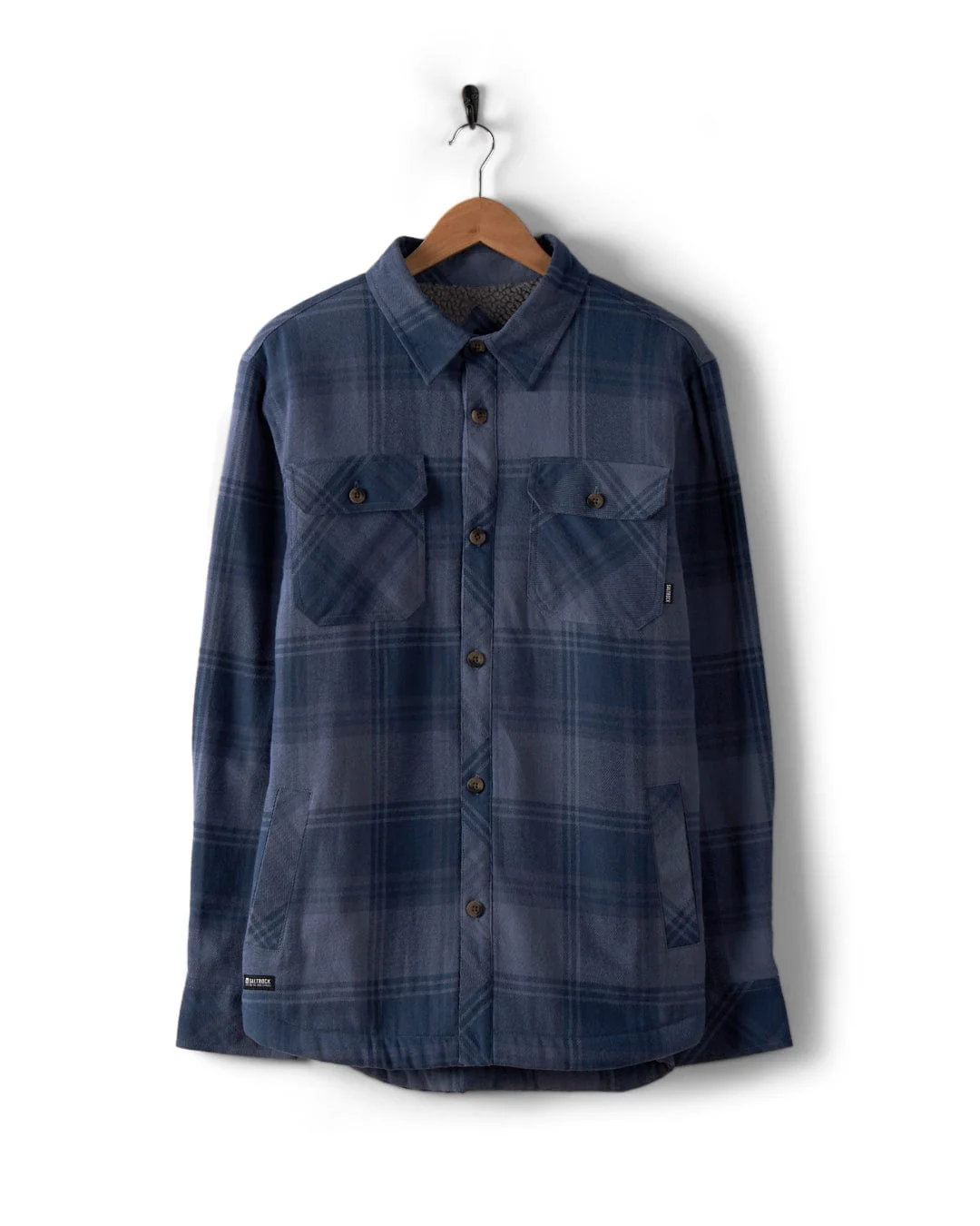 Woody - Mens Sherpa Lined Shacket - Mid Blue - Image 2