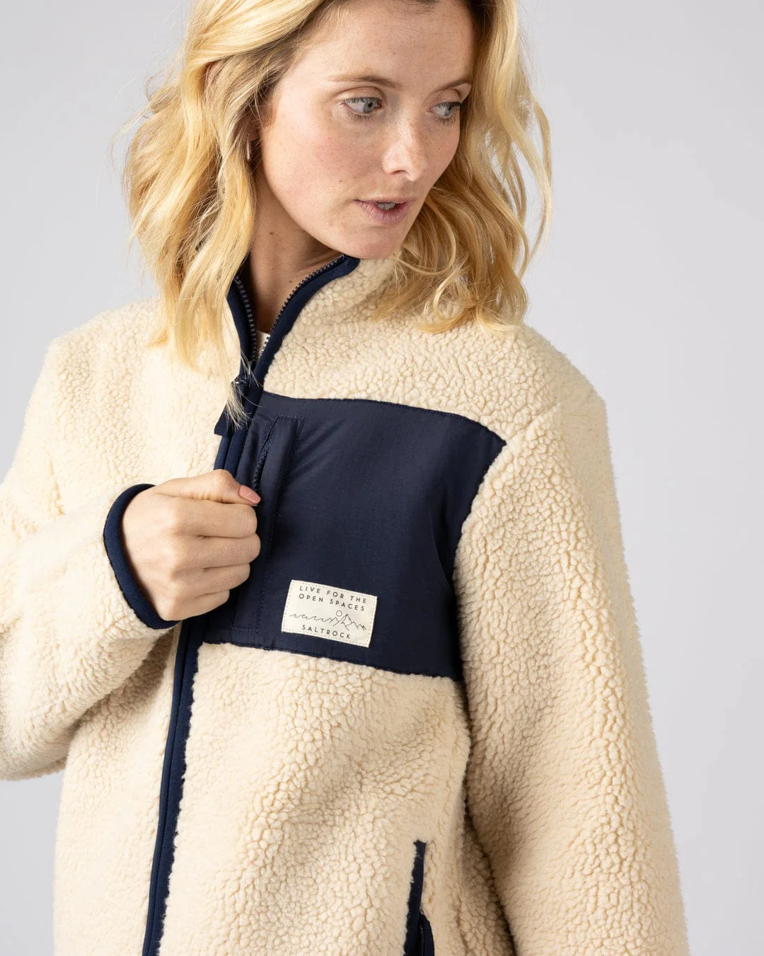 Wrenna - Womens Zip Through Fleece -Cream - Image 3