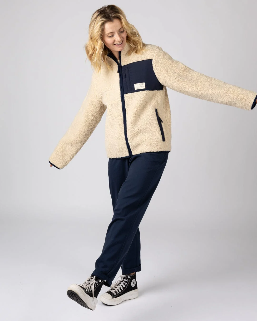 Wrenna - Womens Zip Through Fleece -Cream - Image 7