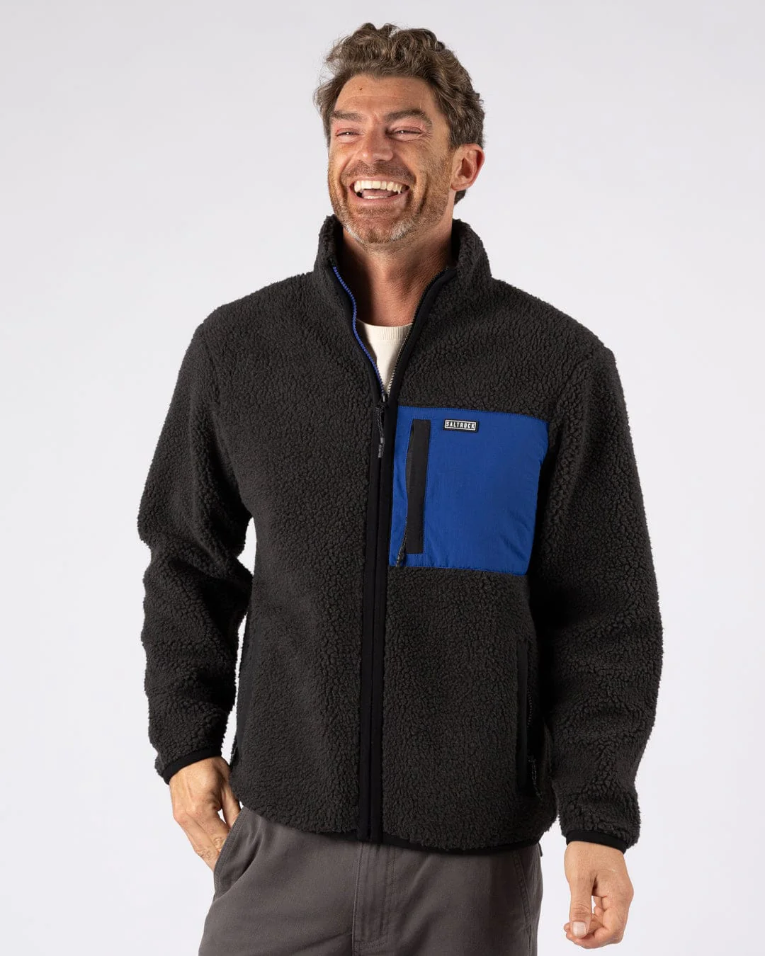 Wye 2 - Mens Sherpa Fleece - Grey/Blue - Image 2