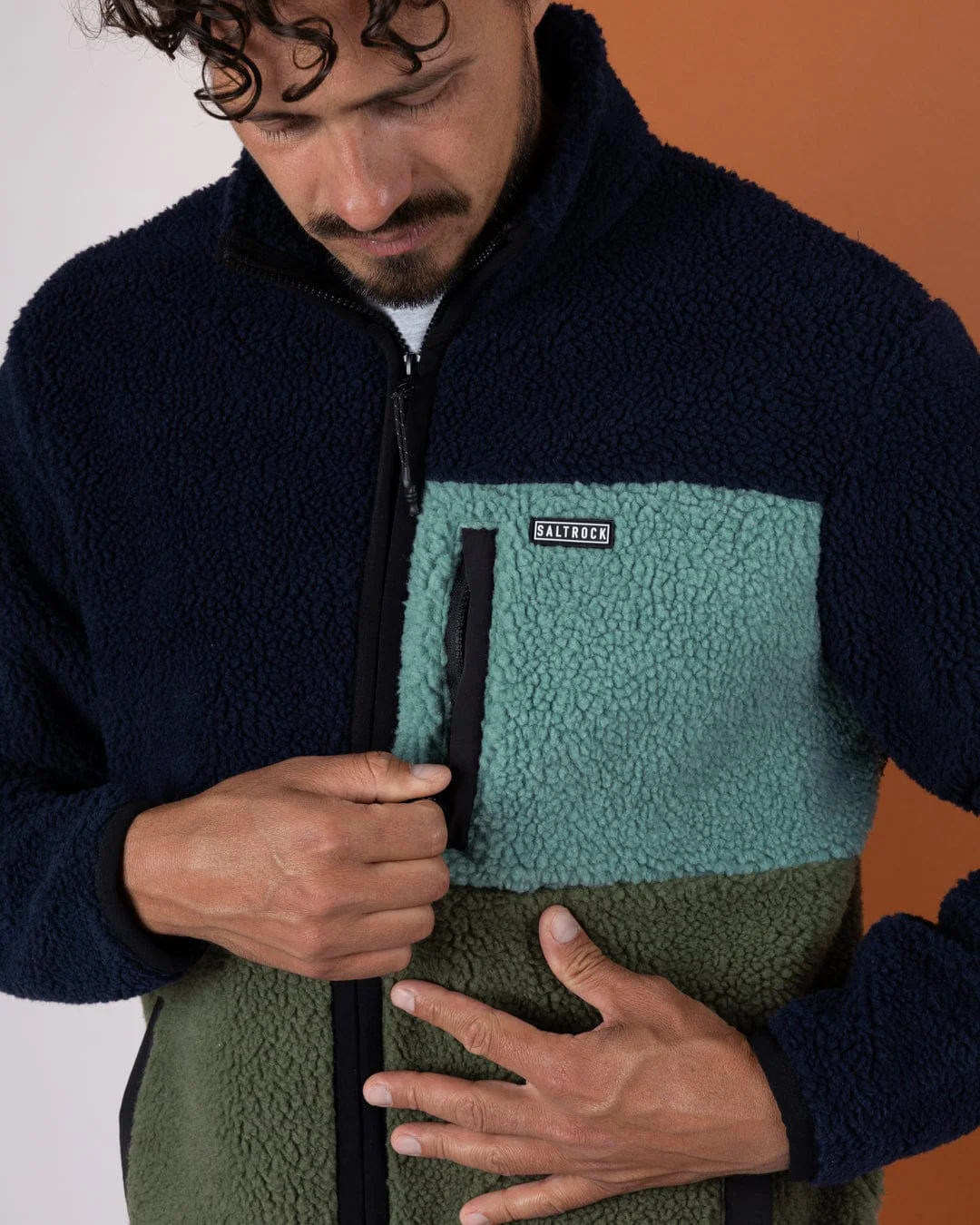 Wye - Mens Borg Zip Fleece - Blue - Image 3