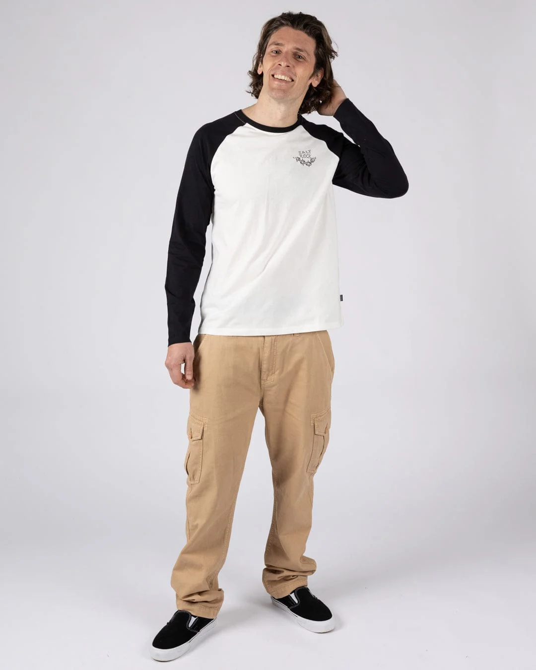 Yesterdays Youth - Mens Long Sleeve Raglan T-Shirt - Black - Image 6