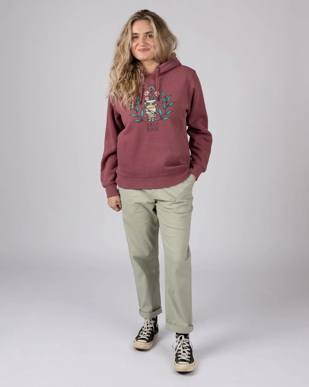 Yesterdays Youth - Womens Pop Hoodie - Dark Pink - Image 4