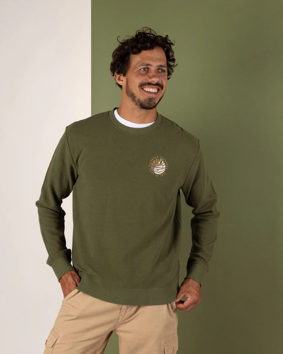 Yin Yang Sun - Mens Sweatshirt - Green - Image 2