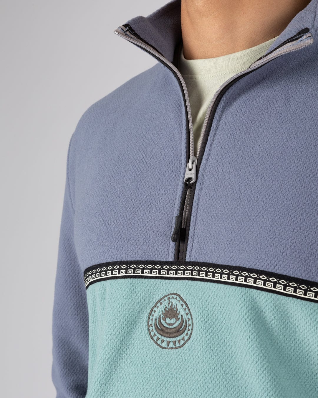 Zaki -  Mens 1/4 Neck Fleece - Blue - Image 2