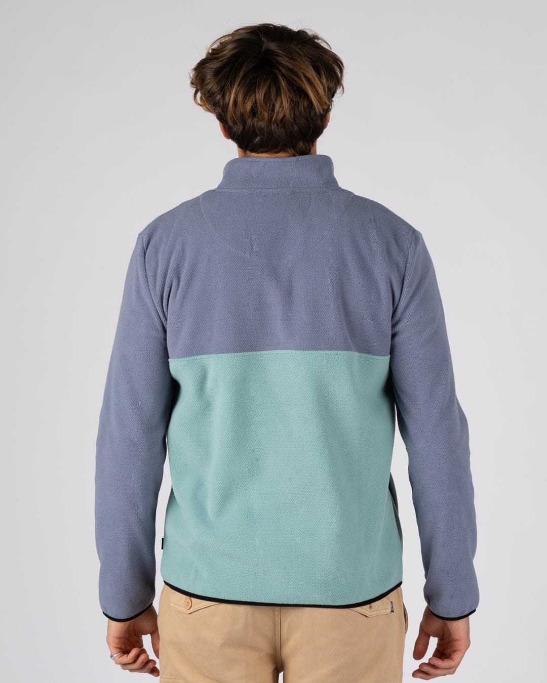 Zaki -  Mens 1/4 Neck Fleece - Blue - Image 5