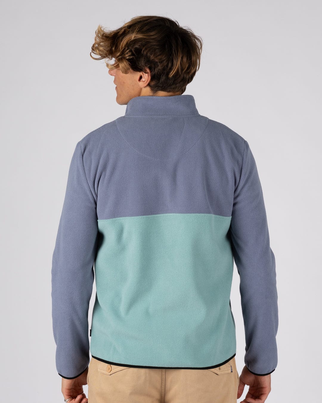 Zaki -  Mens 1/4 Neck Fleece - Blue - Image 7